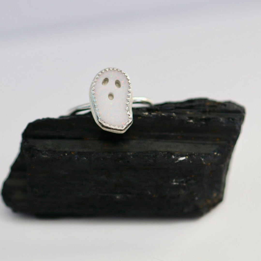 Opal Ghost Sterling Silver Stacking Ring | Metrix Jewelry | Metrix