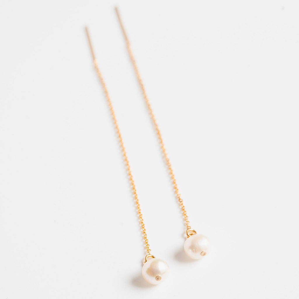 metrix jewelry pearl threader earrings