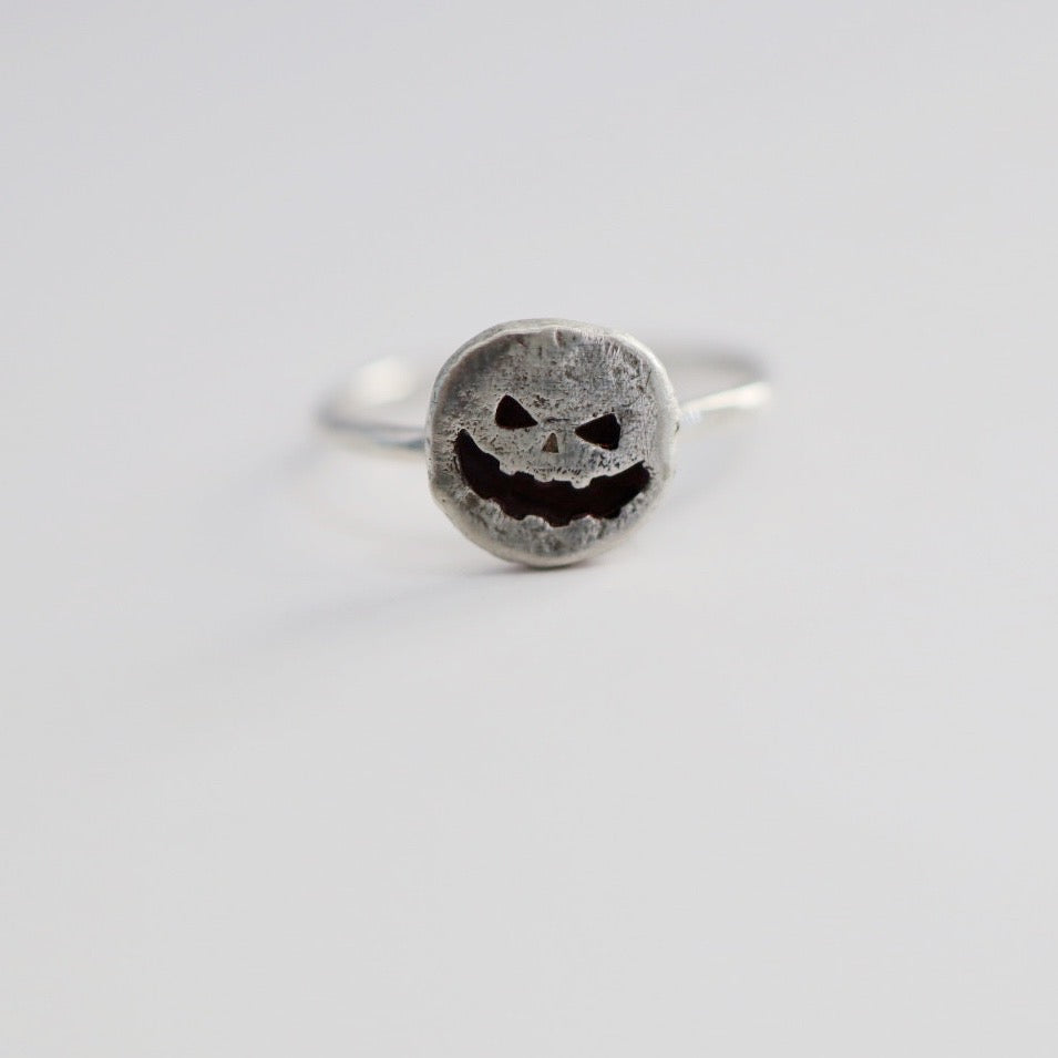 Scary Pumpkin Sterling Silver Stacking Ring Metrix Jewelry