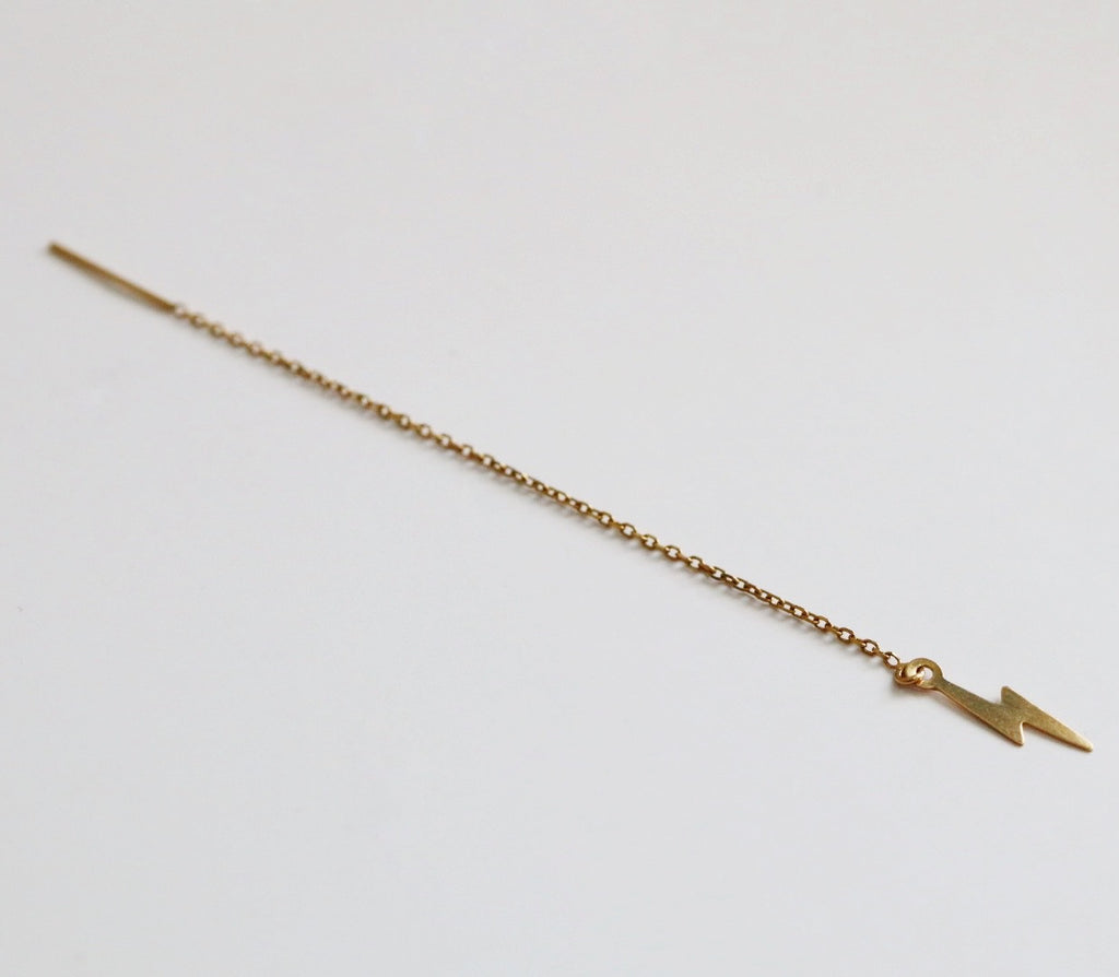 Lightning Bolt Threader Earring in 14 karat Yellow Gold / SINGLE EARRING / READY TO SHIP