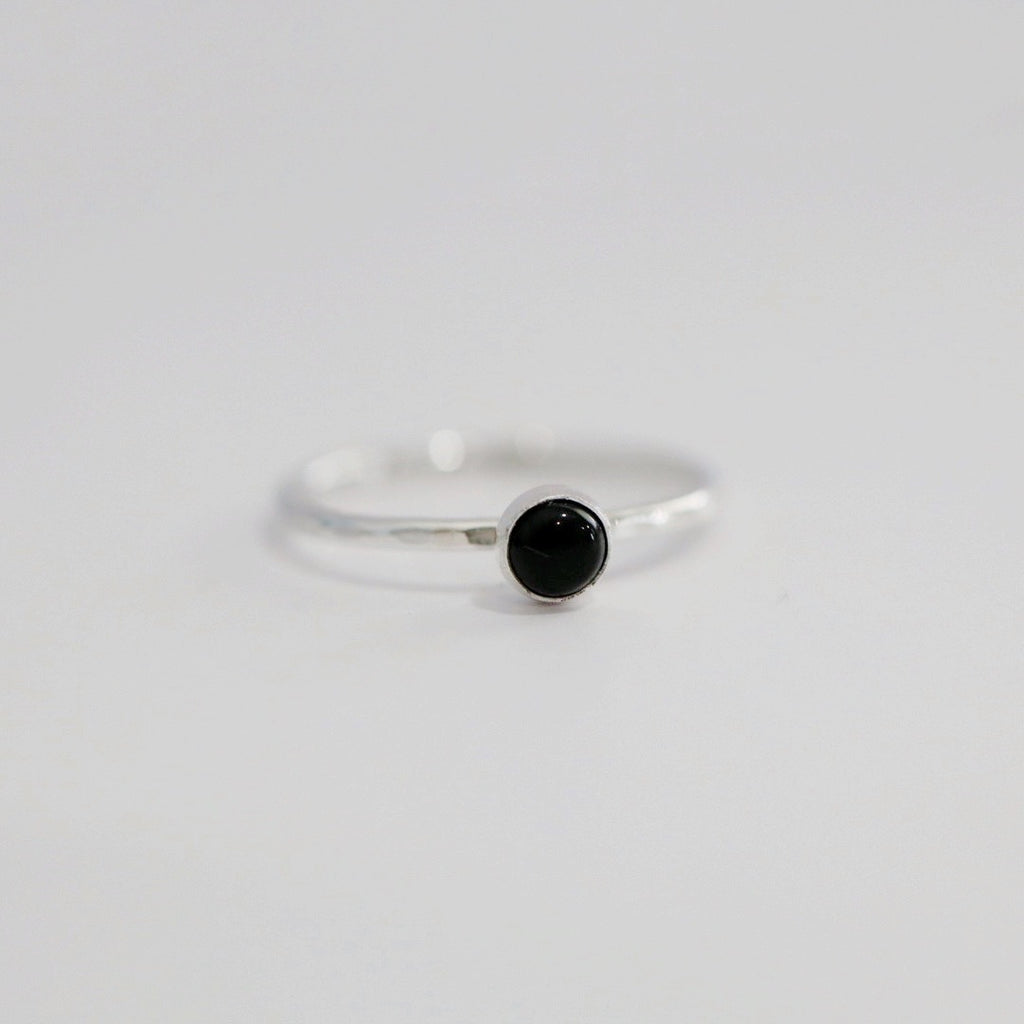Black Onyx Gemstone Stacking Ring in Sterling Silver