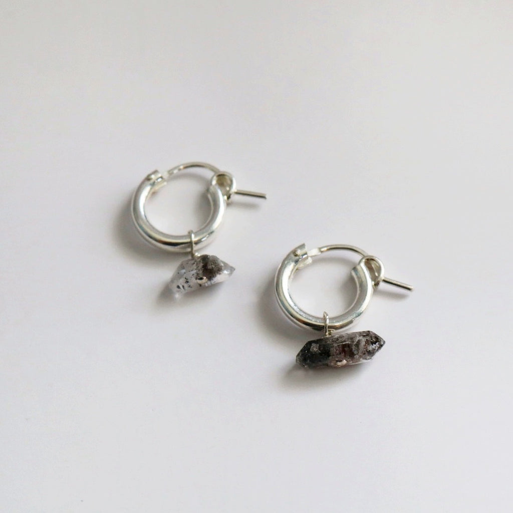 Quartz Gemstone Huggie Hoops - Choose Your Metal