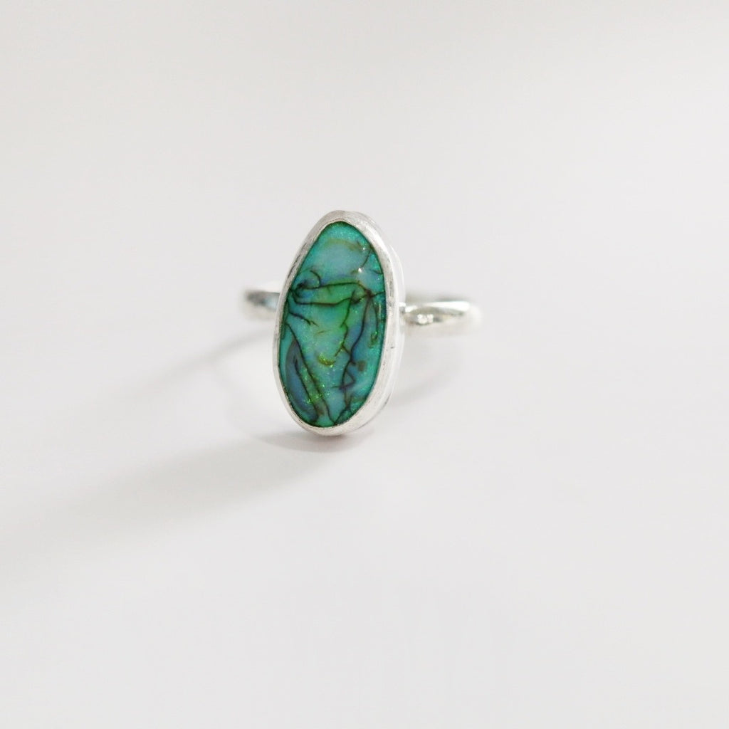 Opal and Sterling Silver Gemstone Ring / Ready to ship size 6