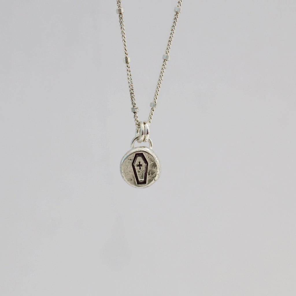 Dainty Coffin Sterling Silver Necklace  / Ready to Ship