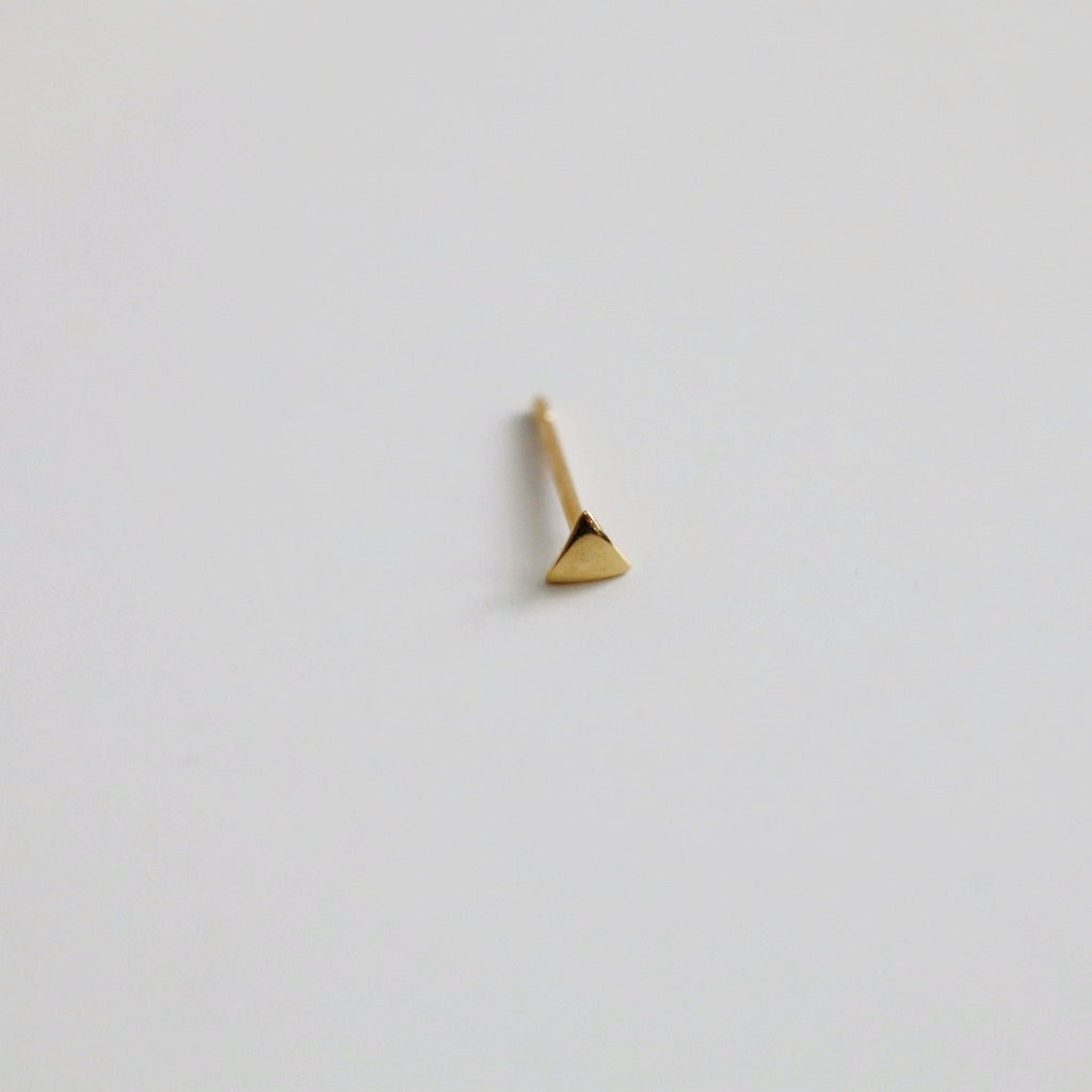 Tiny Triangle Stud Earring in 14 Karat Yellow Gold / SINGLE EARRING / ready to ship