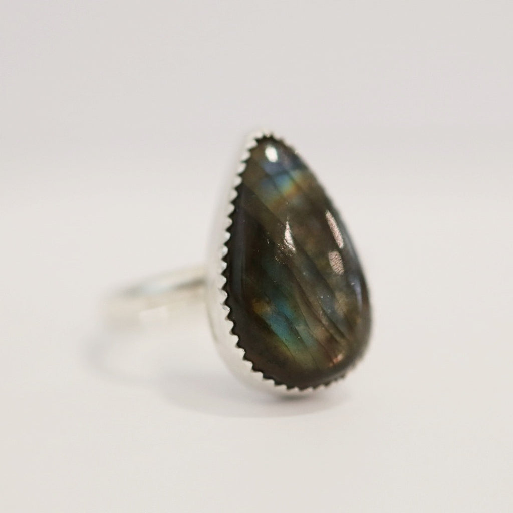 Statement Labradorite Gemstone Ring in Sterling Silver / Ready to ship Size 9