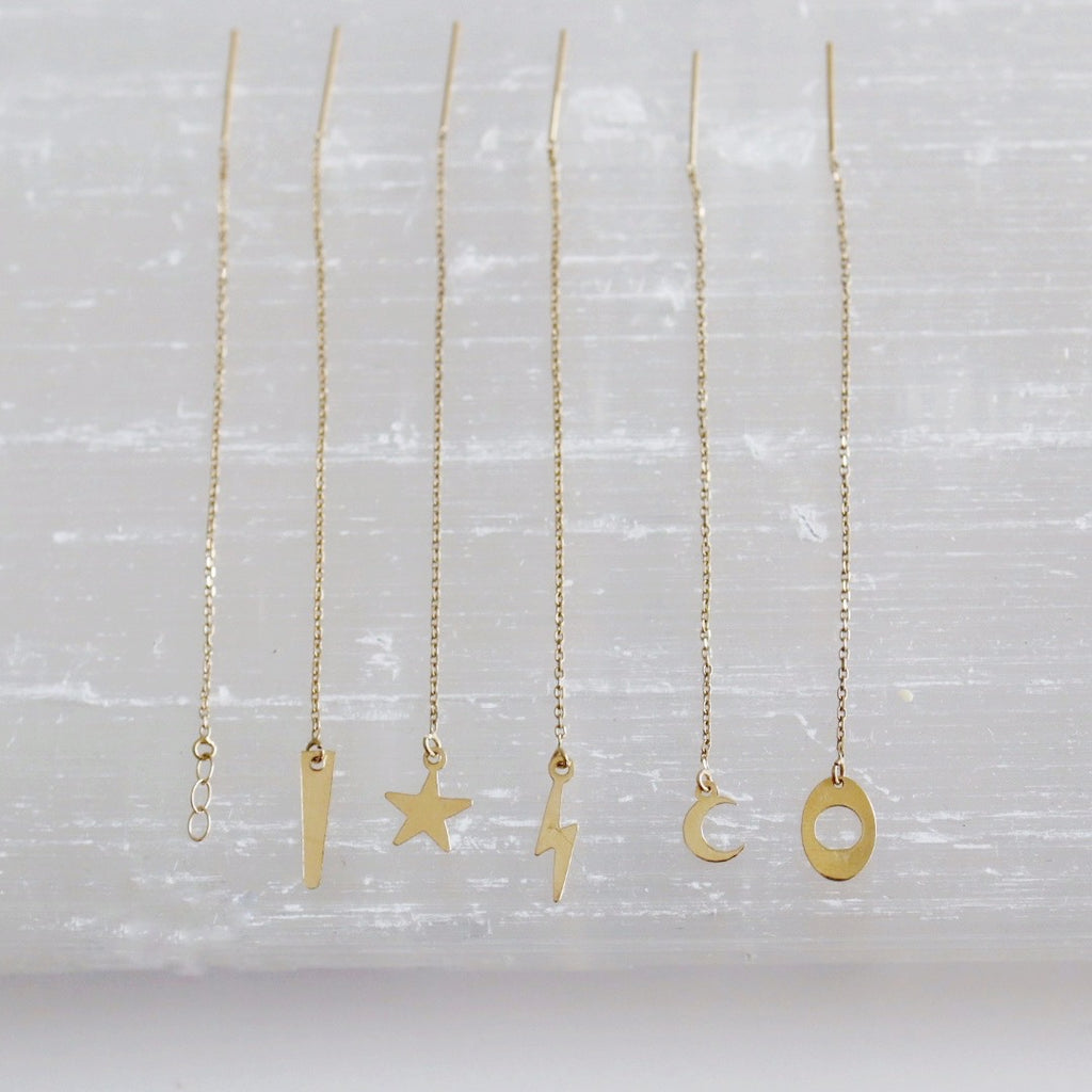 Spike Threader Earring in 14 karat Yellow Gold / SINGLE EARRING / READY TO SHIP