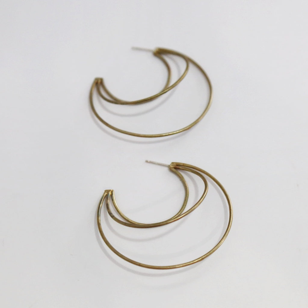 Triple Frame Hoop Earrings - Choose Your Metal / Ready to ship in Brass