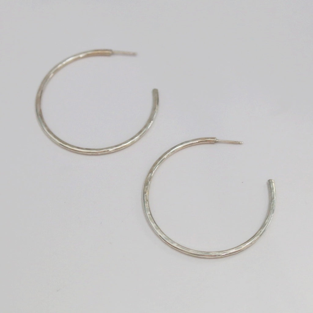 Hammered sterling silver hoop earrings