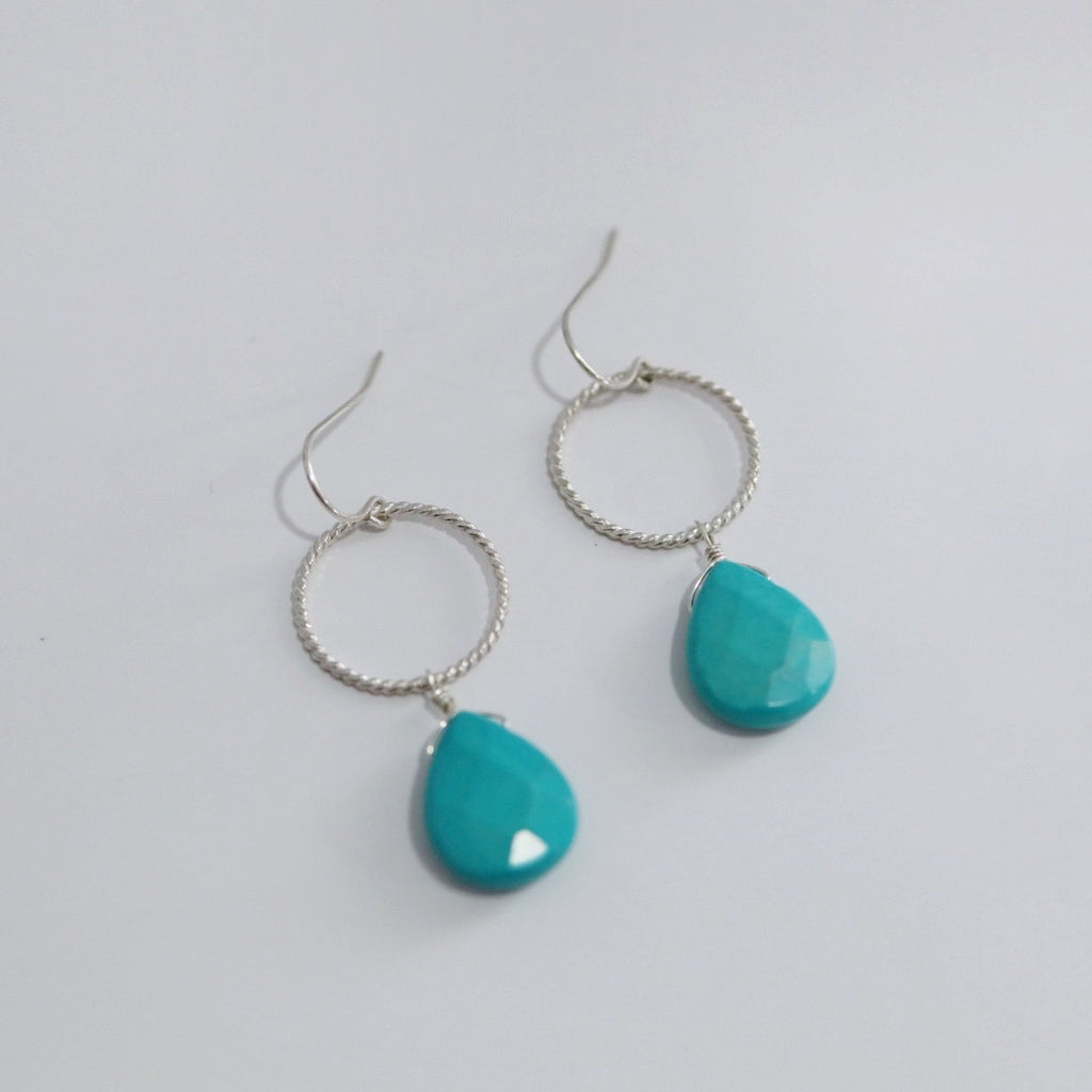 Turquoise gemstone earrings in sterling silver