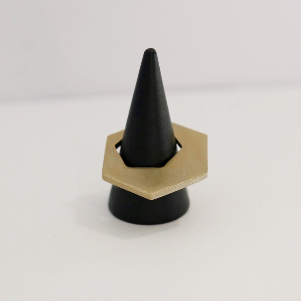 Hexagon Statement Ring in Brass / Ready to Ship