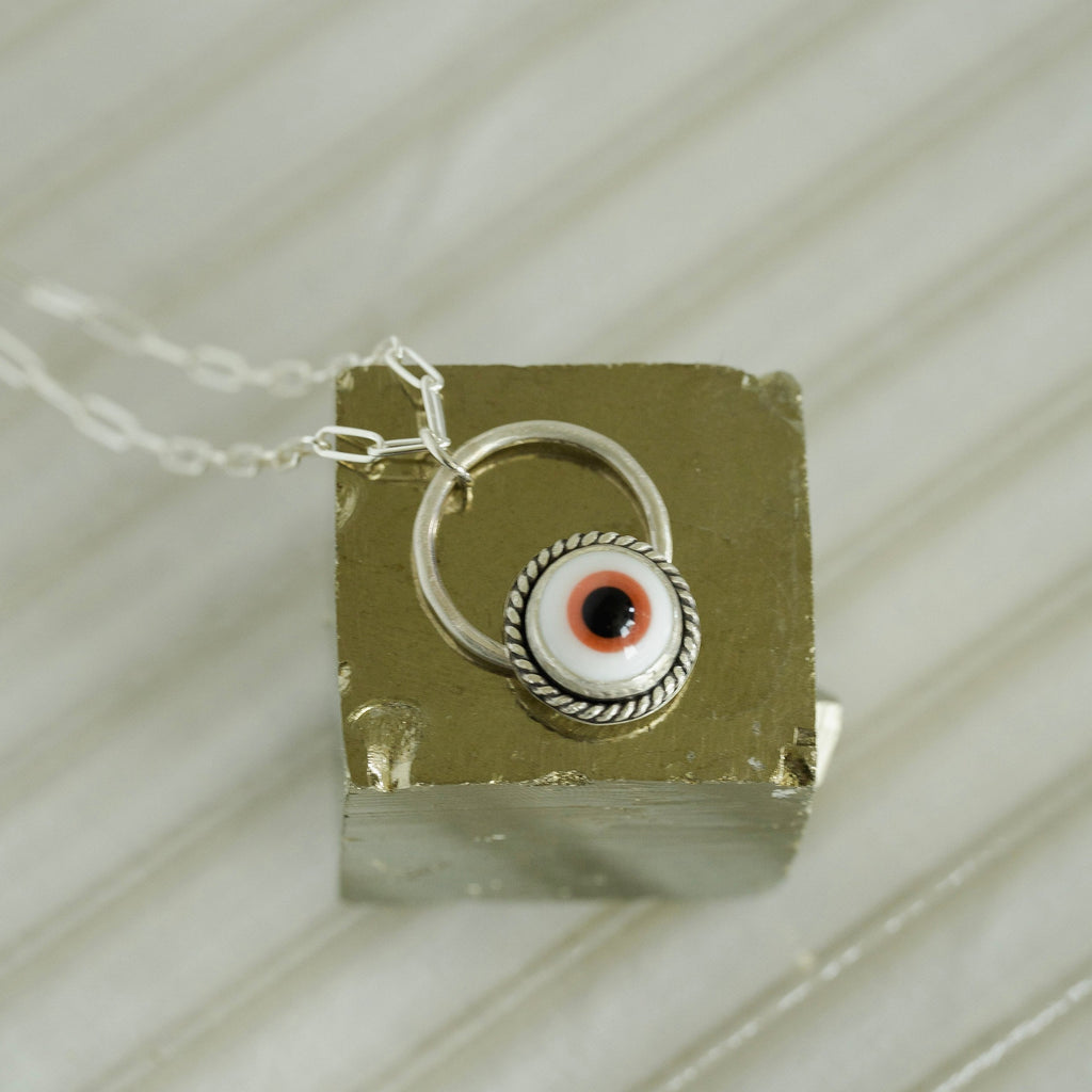 All Seeing Purple Eye Necklace in Sterling Silver