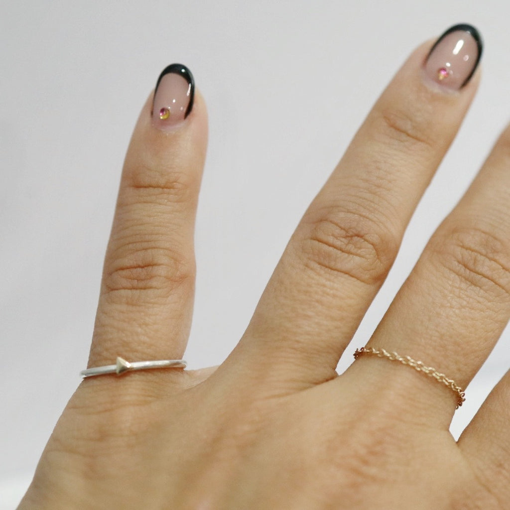 Tiny Triangle Stacking Ring in Mixed Metal / Sterling Silver and 14 karat Yellow Gold / READY TO SHIP in 5.75