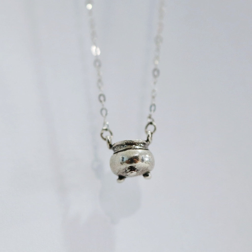 Sterling Silver Mini Cauldron Necklace / ready to ship