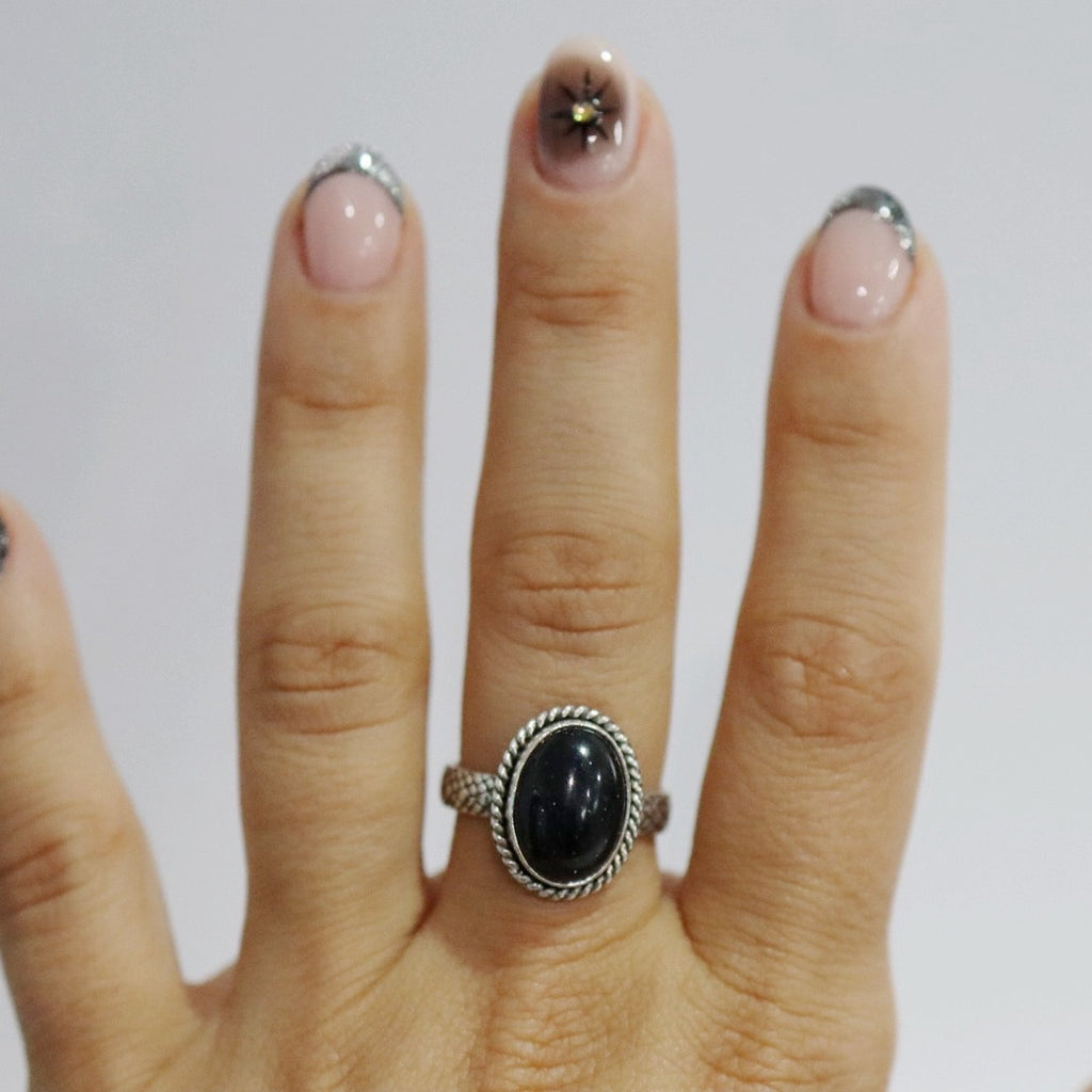 Black Opal Statement Ring in Sterling Silver / Size 9 ready to ship