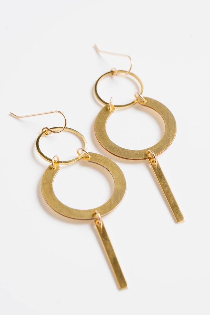 geometric brass earrings - metrix jewelry 