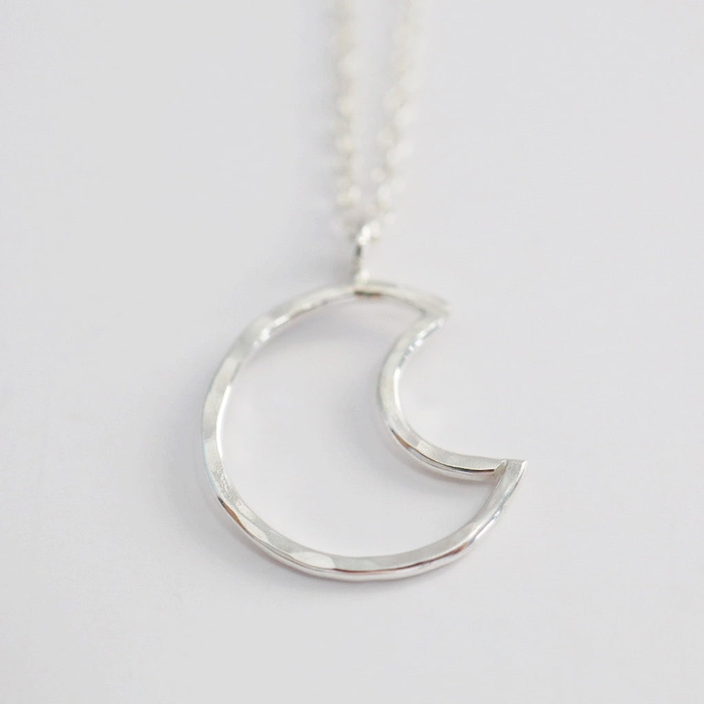 Open Moon Necklace in Sterling Silver / Ready to Ship