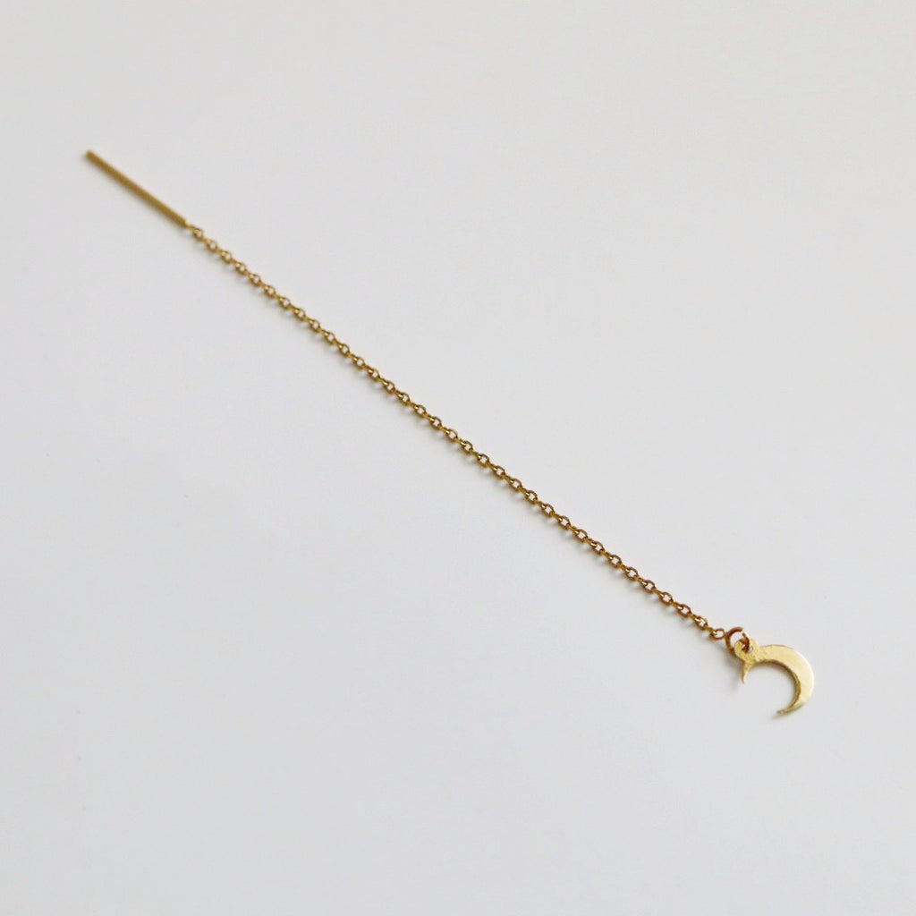 Moon Threader Earring in 14 karat Yellow Gold / SINGLE EARRING / READY TO SHIP