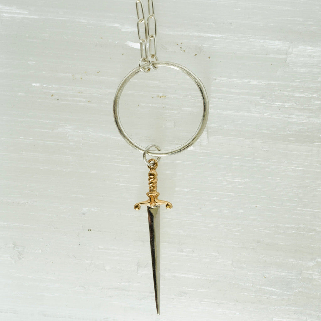 Mixed Metal Sword Dagger Necklace
