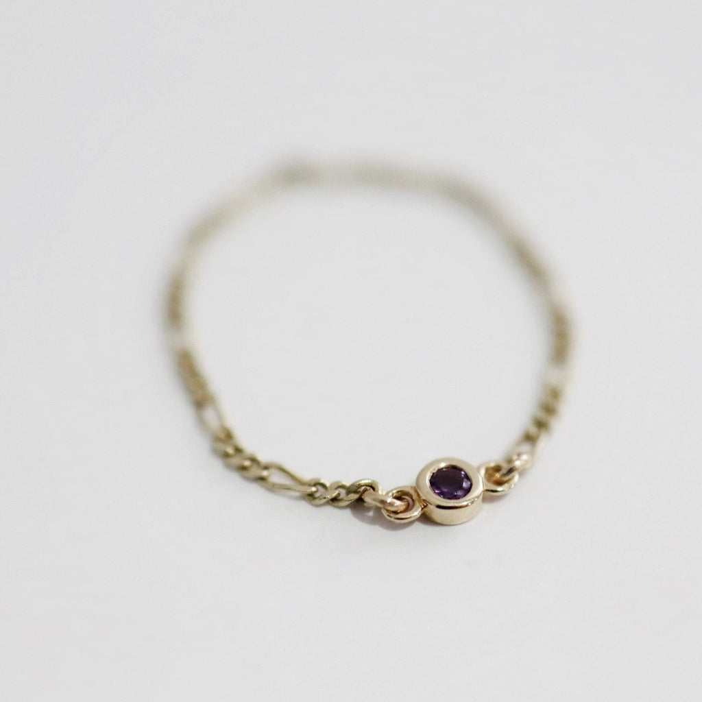 Amethyst and chain ring in  14 Karat Yellow Gold / Ready to Ship size 10.5 (can be made smaller)