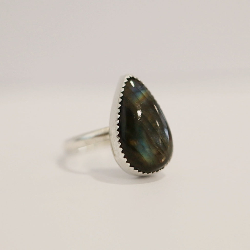 labradorite statement ring in sterling silver
