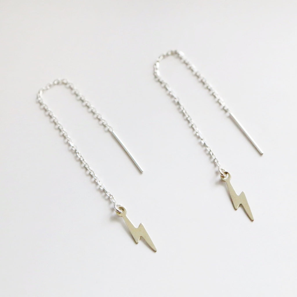 Lighting bolt threader earrings in sterling silver