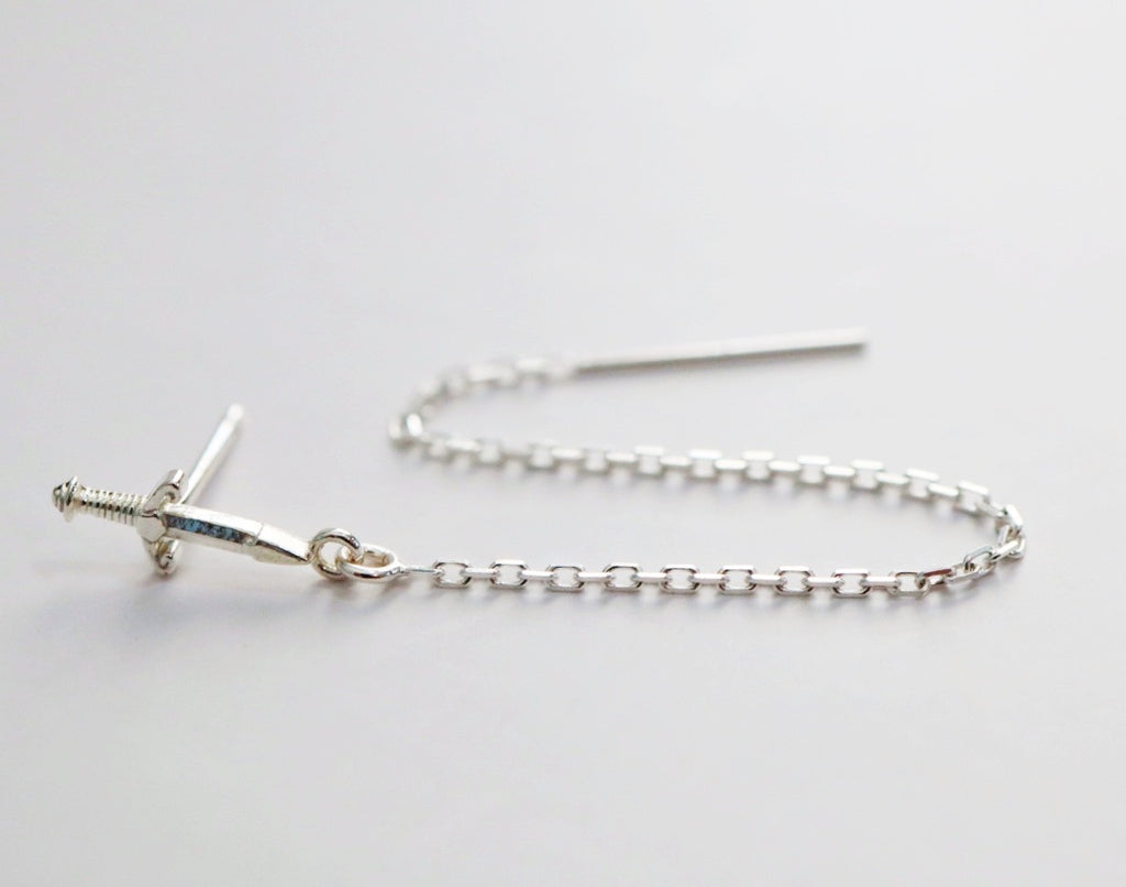Sterling Silver Sword Threader Earring / SINGLE EARRING / Ready to Ship