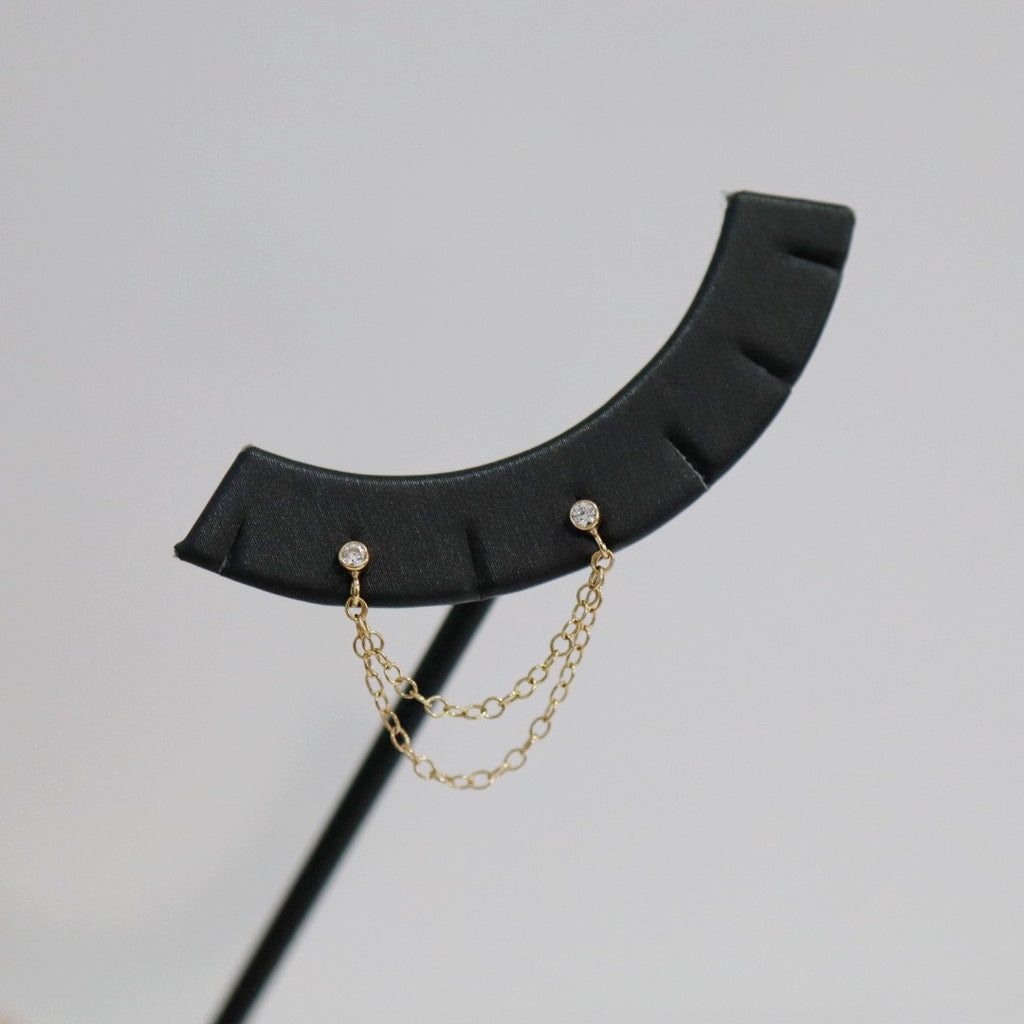 Cubic Zirconia Gemstone Stud Earring in Gold Fill / SINGLE EARRING / READY TO SHIP