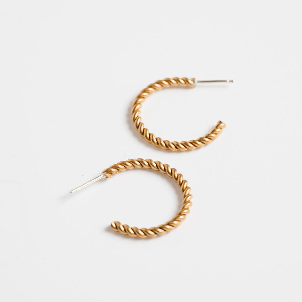 metrix jewelry - brass twist hoop earrings