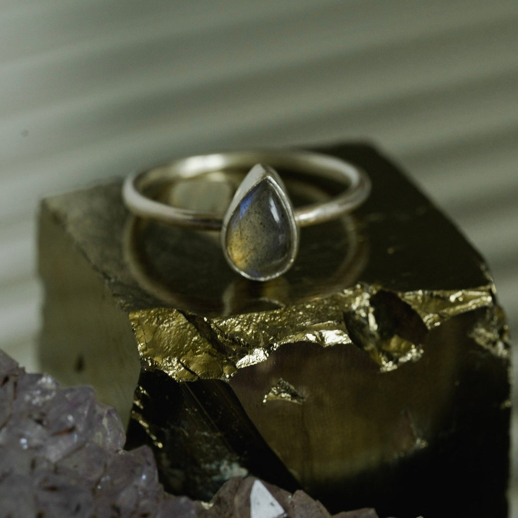 Labradorite Gemstone Stacking Ring in Sterling Silver / Ready to Ship size 7.5