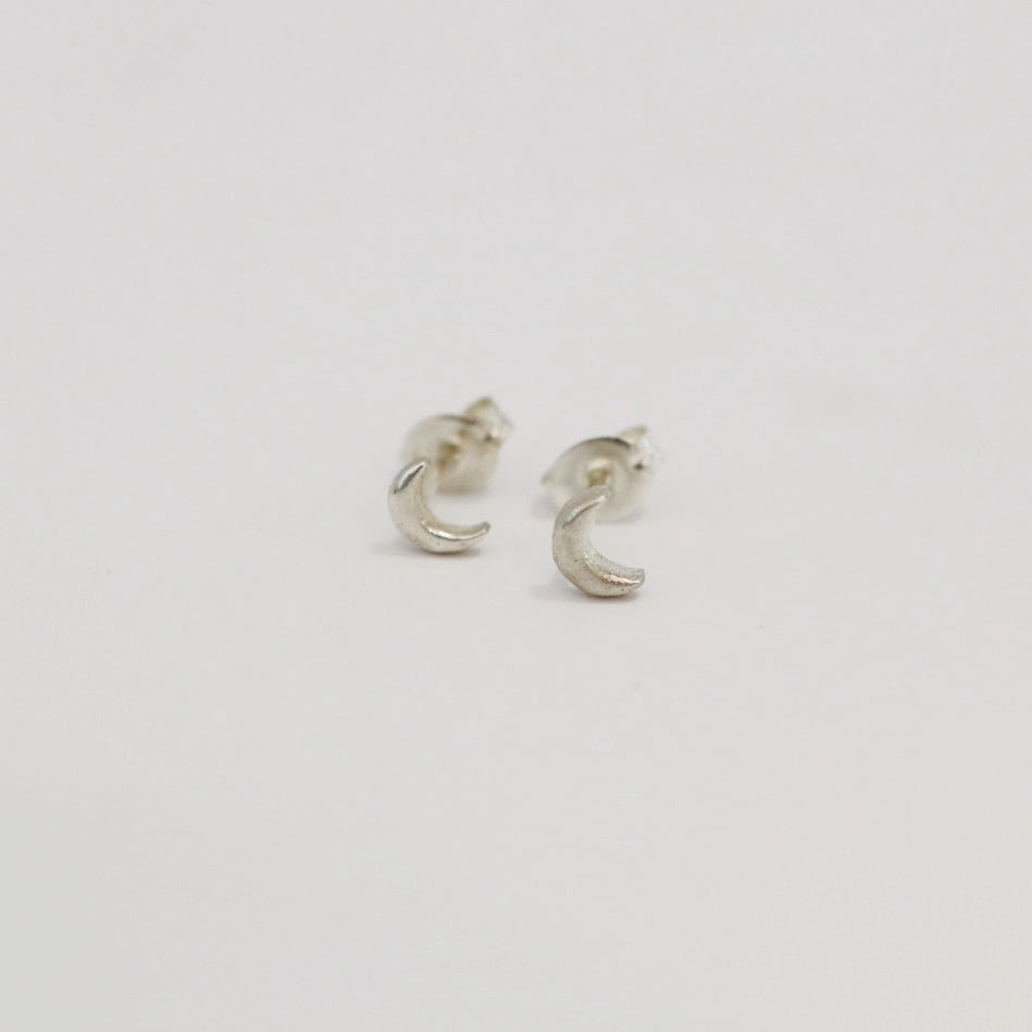 Sterling Silver Moon Stud Earrings / Ready to Ship