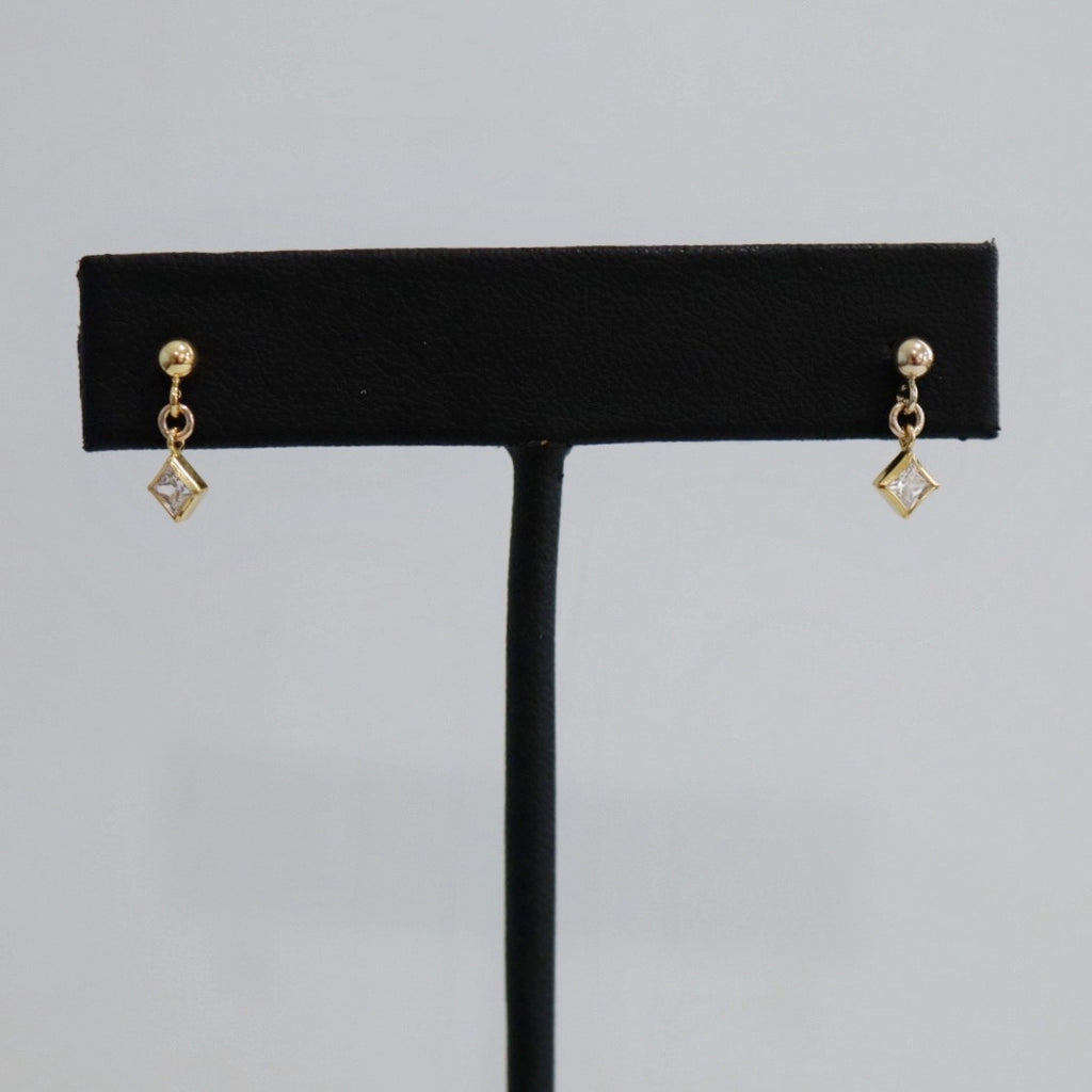 Stud and Diamond Drop Dangle Earrings in 14 karat Gold Fill / ready to ship