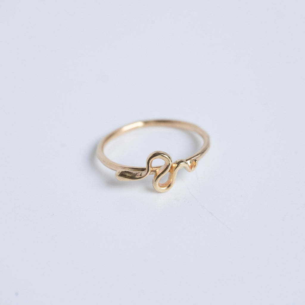 Gold Snake Stacking Ring in 14 Karat Yellow Gold / Ready to Ship / Size 5