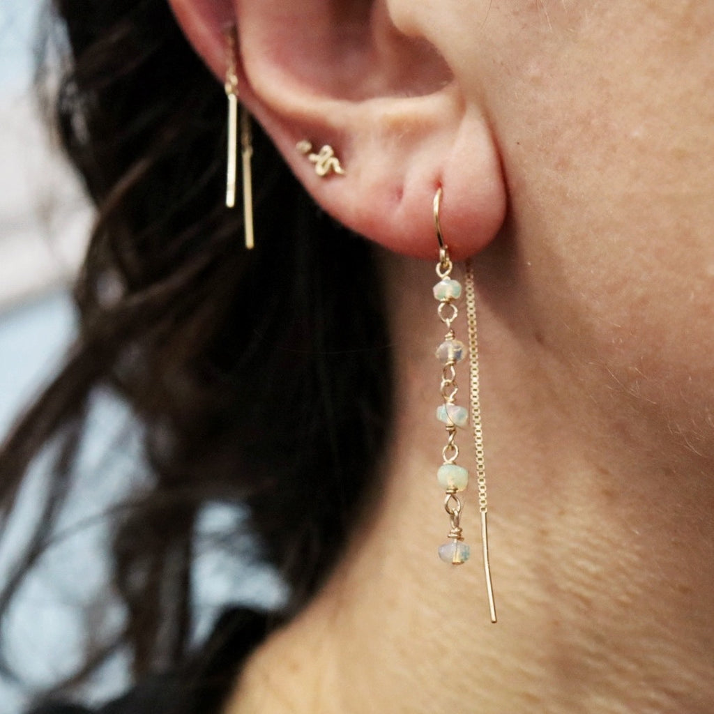 Opal Gemstone Drop Earrings in 14 Karat Gold Fill / READY TO SHIP