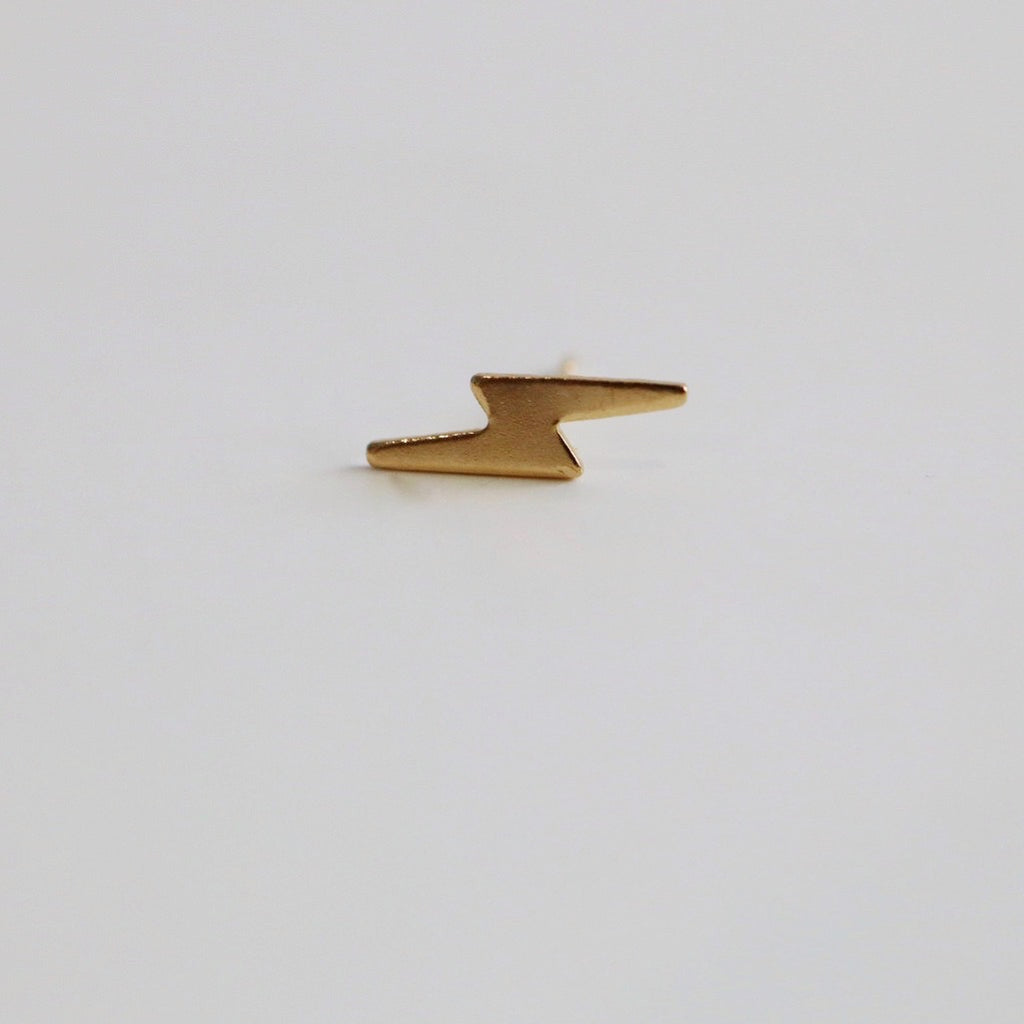 Lightning Bolt Stud Earring in 14karat Yellow Gold / SINGLE EARRING / Ready to ship