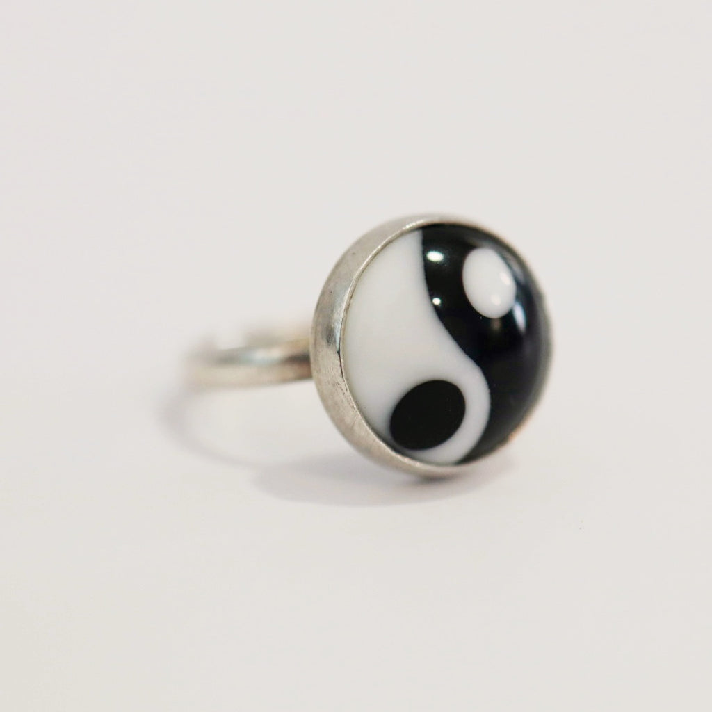 Black and White Peace Sign Ring / made to order