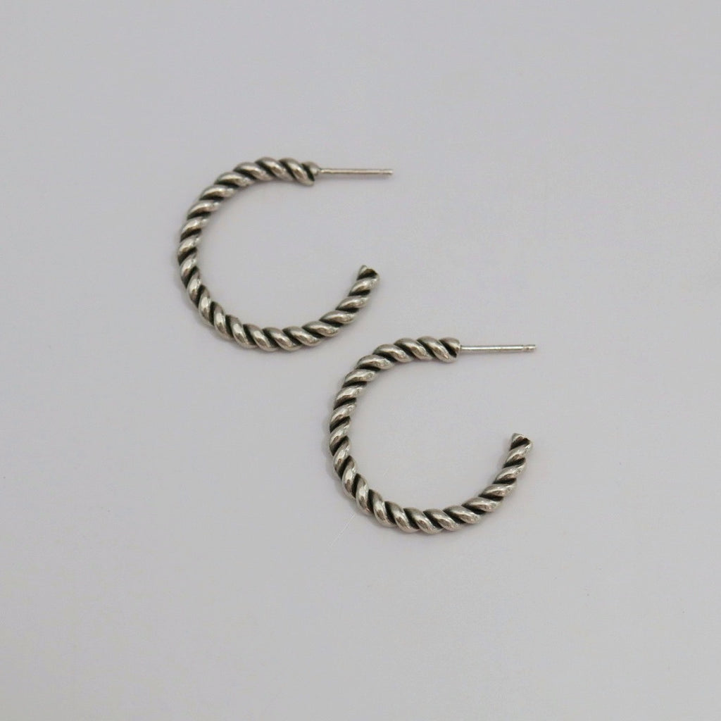 Oxidized Twist Hoop Earrings in Sterling Silver / ready to ship