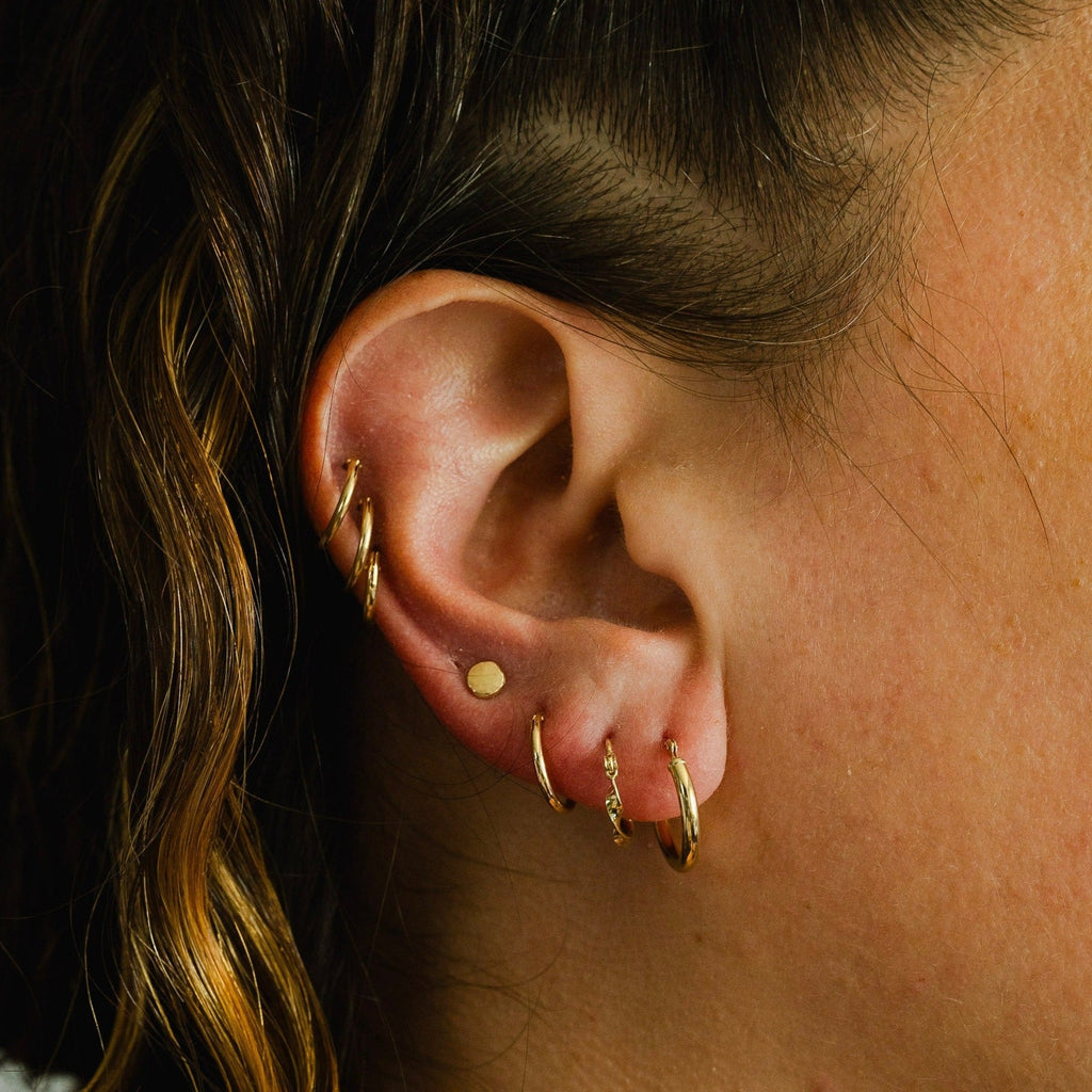 14 Karat Yellow Gold Everyday Huggie Hoop Earrings - Choose your Size