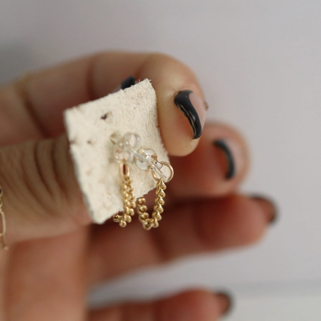 Dainty Curb Chain Drop Earrings in Gold Fill / Ready to Ship