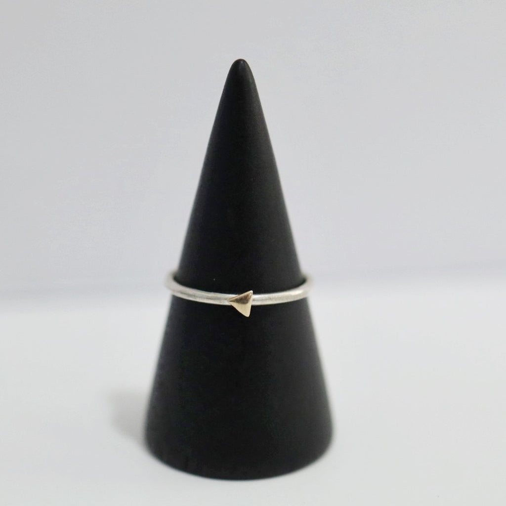 Tiny Triangle Stacking Ring in Mixed Metal / Sterling Silver and 14 karat Yellow Gold / READY TO SHIP in 5.75
