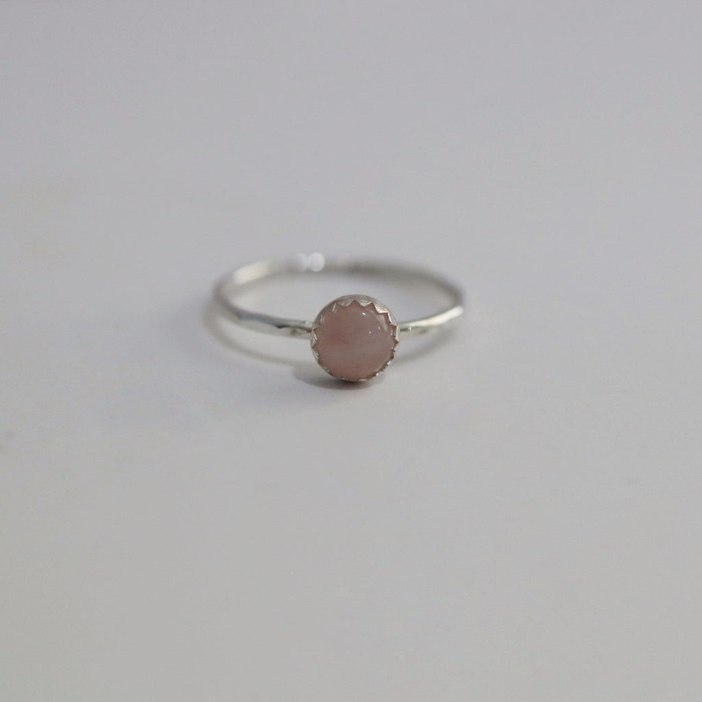 Gemstone Stacking Ring in Sterling Silver and Rose Quartz