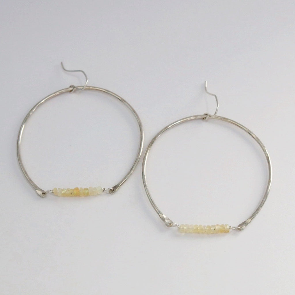 Opal Crescent Statement Earrings in Sterling Silver / Ready to Ship