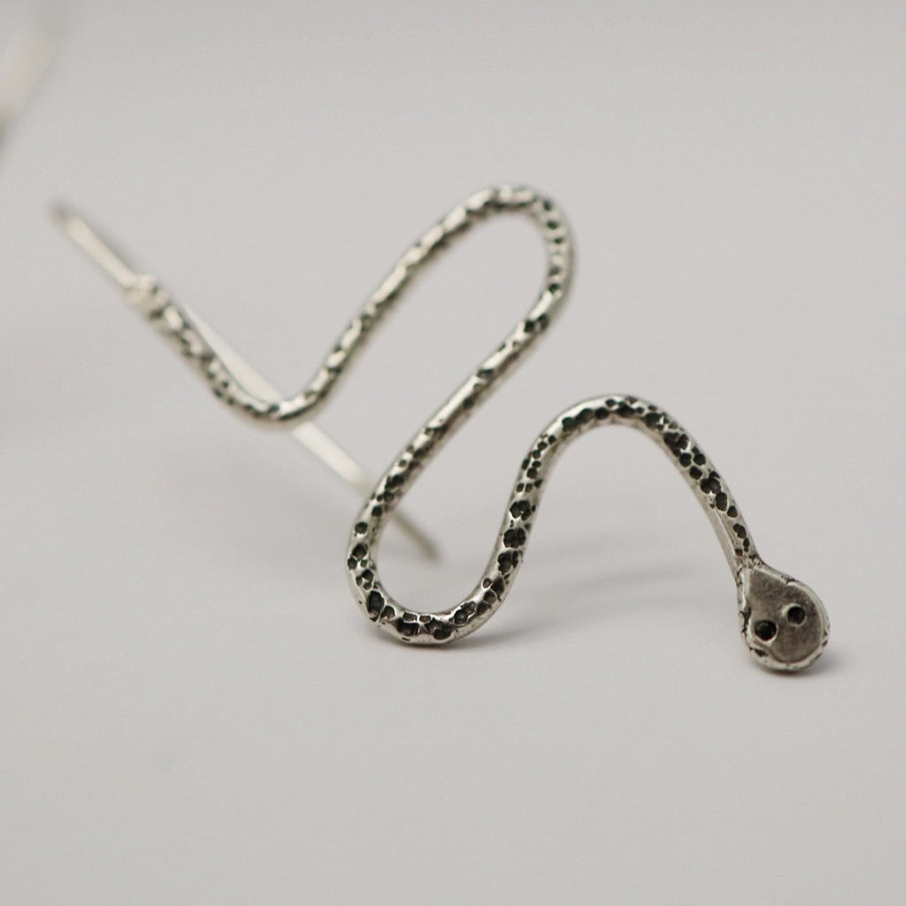 Slither Snake Drop Earrings in Sterling Silver / Ready to Ship