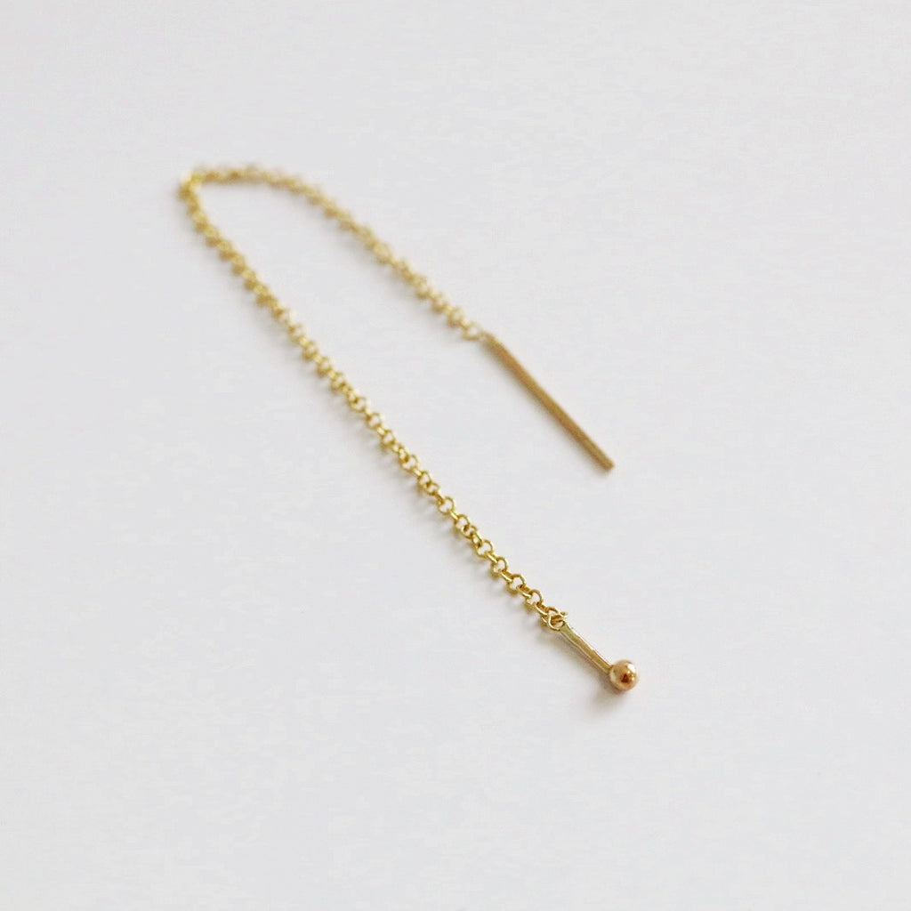 Single threader earring in 14k gold