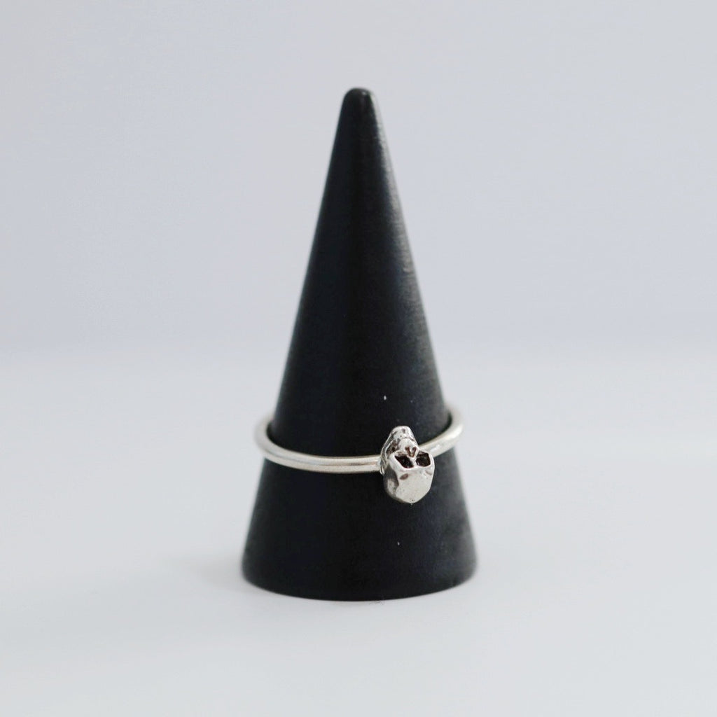 Tiny dainty skull ring in sterling silver