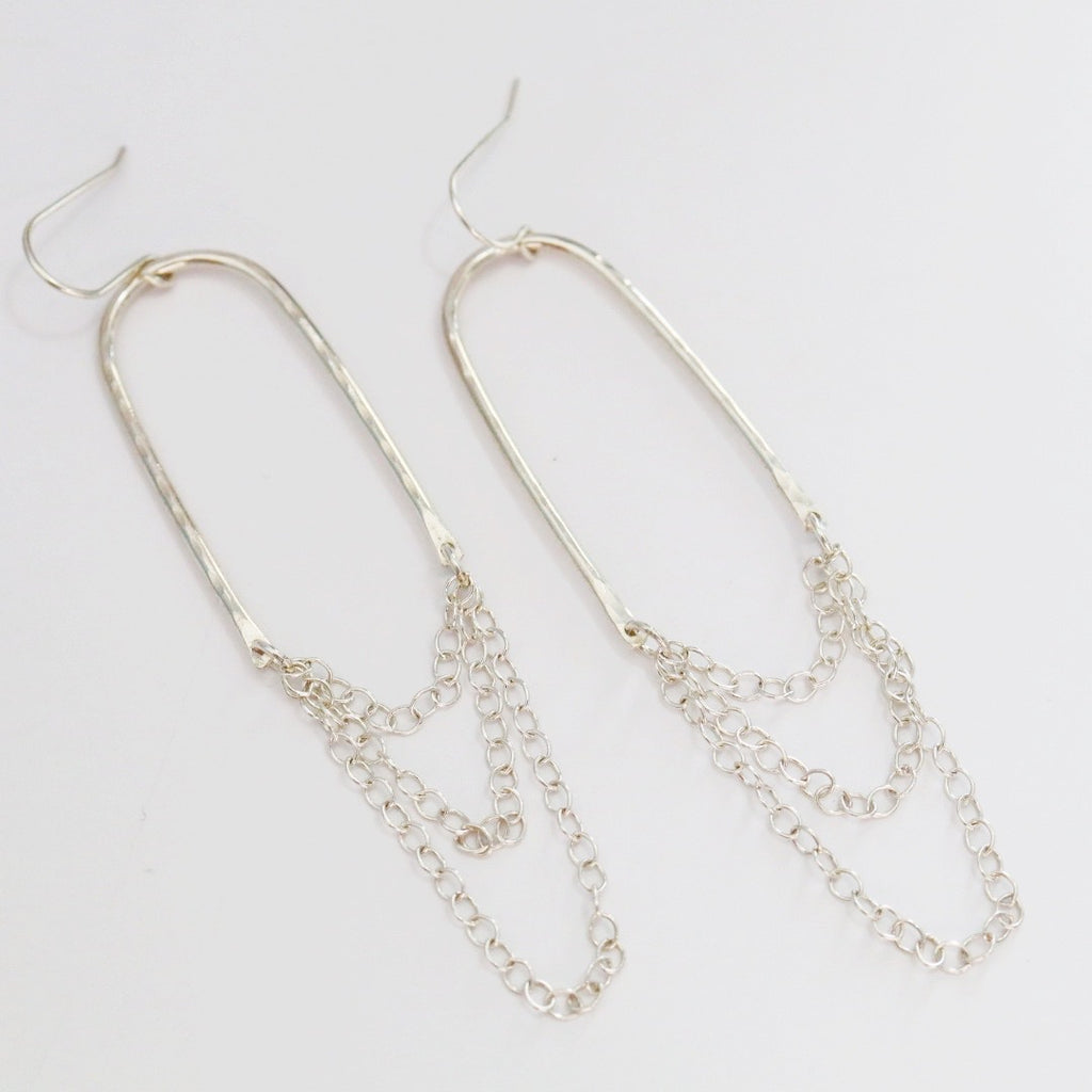 Chain drop statement earrings in sterling silver