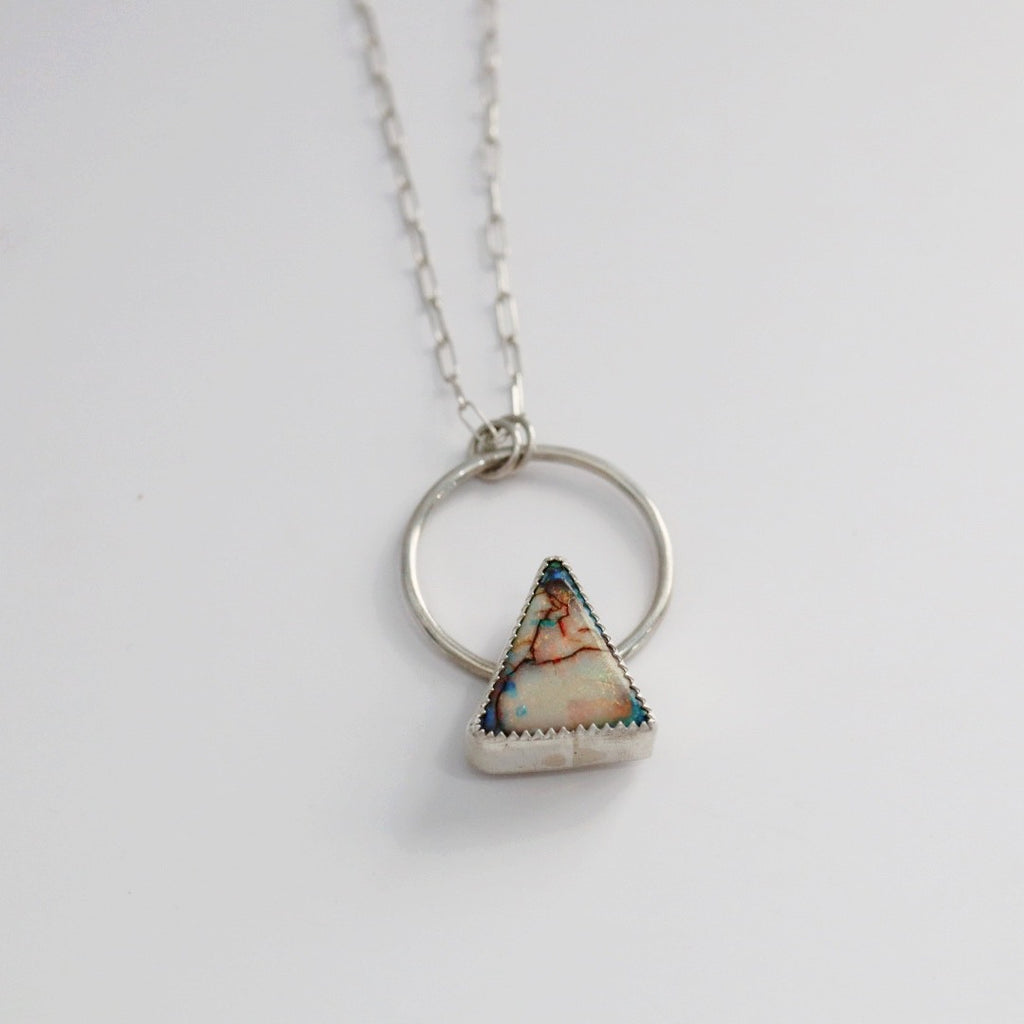 Triangle Opal Necklace in Sterling Silver / Ready to Ship