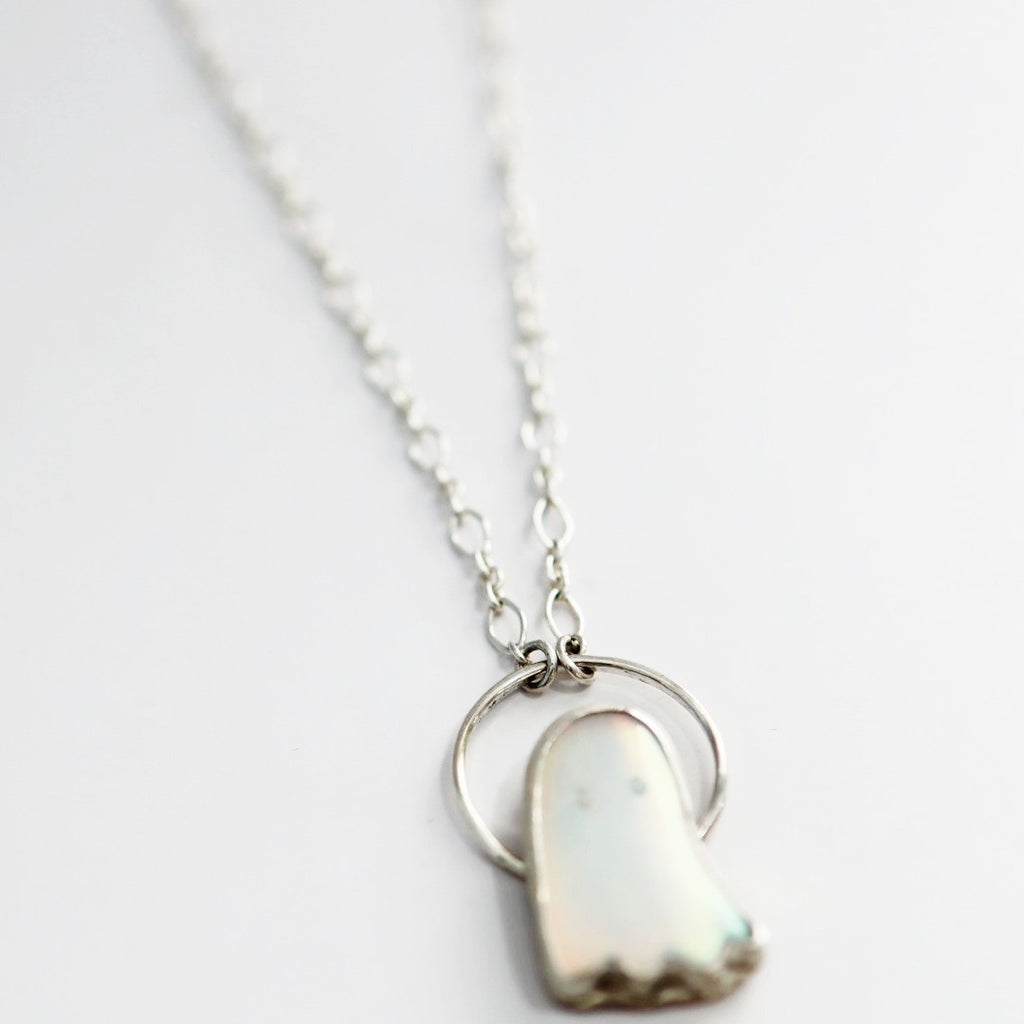 Ghost Aurora Opal Necklace in Sterling Silver / Ready to Ship