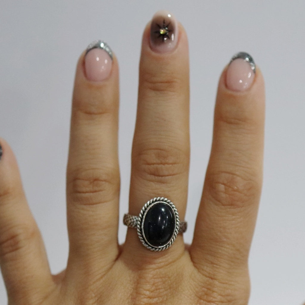 Black Opal Statement Ring in Sterling Silver / Size 9 ready to ship