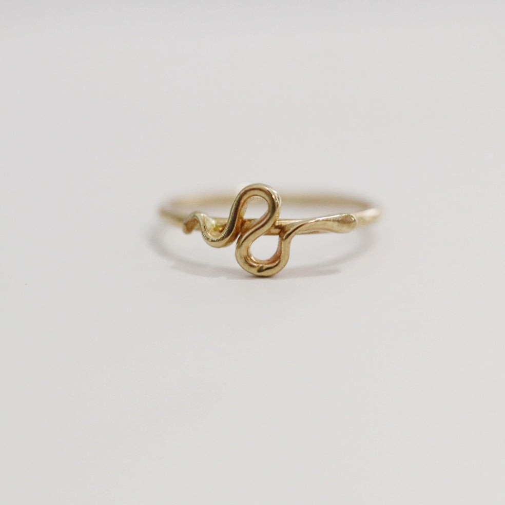 Gold Snake Stacking Ring in 14 Karat Yellow Gold / Ready to Ship / Size 5